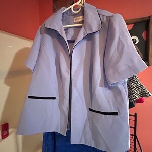 Studio I Light Lilac Short-Sleeve Blazer with Black Trim